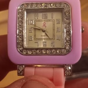 Quarts pink ribbon watch. Reast cancer